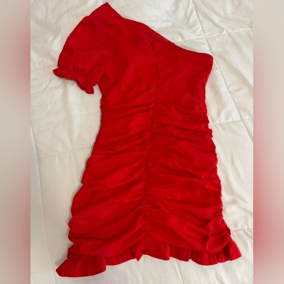 Hello Molly Not Fair On Me Red One Shoulder Dress sz small - Picture 9 of 12